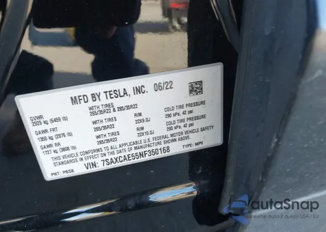 2022 Tesla Model X Dual Motor All-Wheel Drive from USA, damaged, VIN 7SAXCAE55NF350168